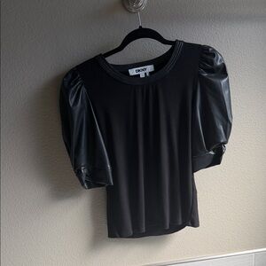 Women’s DKNY mixed media puff sleeve top size S